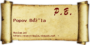 Popov Béla névjegykártya
